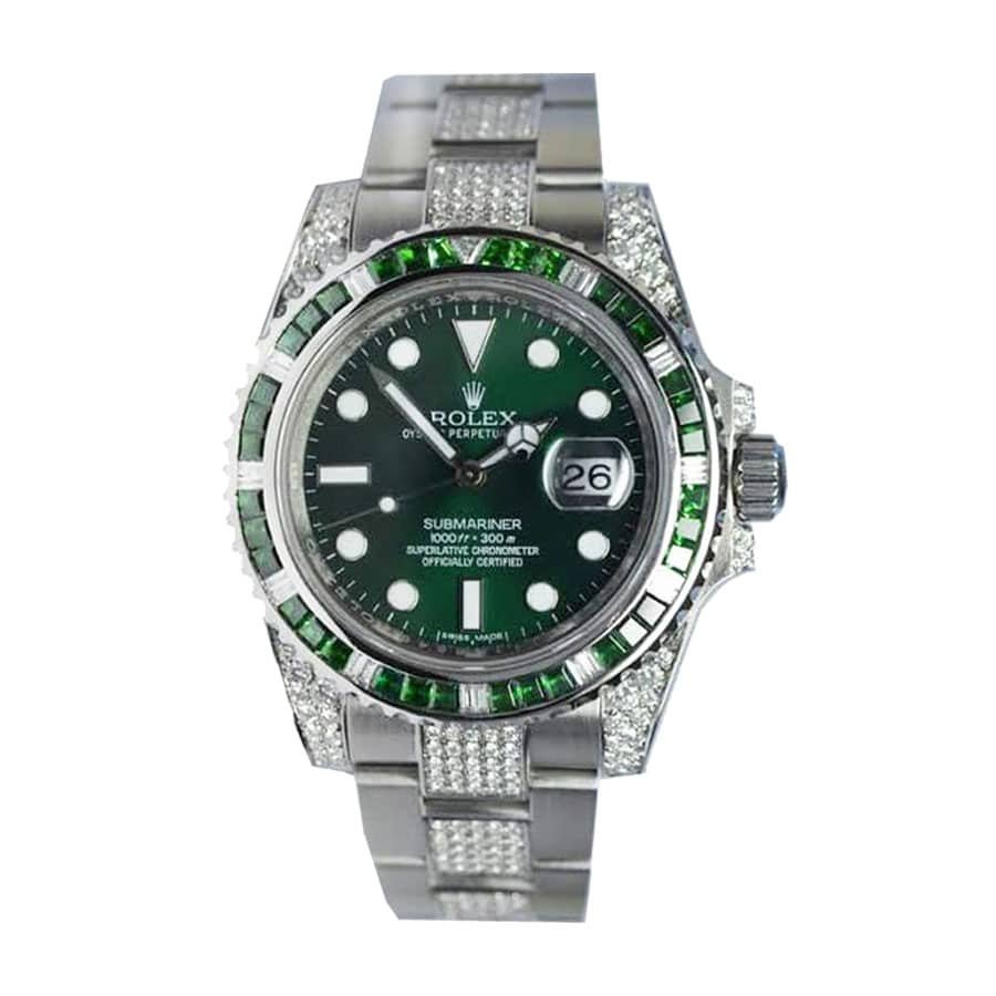Rolex Submariner 116610LV “Hulk Iced Out” Premium Replica 1:1